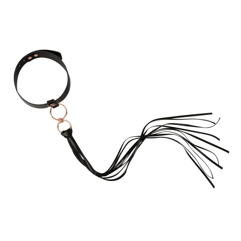 Нашийник з флоггером Rosy Gold - Collar with Flogger - Black