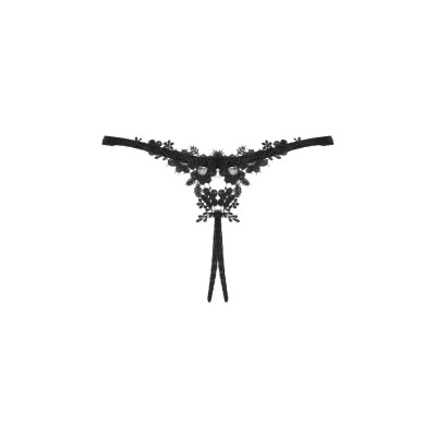 Прозорі стрінги з доступом Obsessive Celia Noir crotchless thong XL