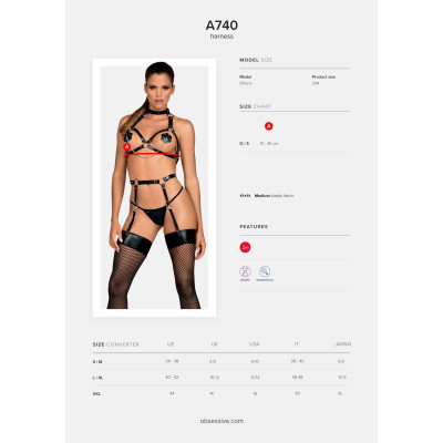 Портупея на груди Obsessive A740 Black One Size