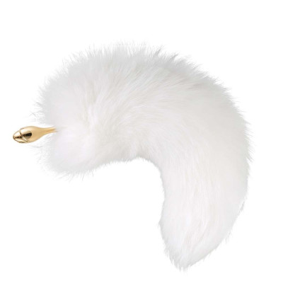 Металева анальна пробка LOCKINK SEVANDA White Fox-Tail Anal Rose-shape Plug, лисячий хвіст