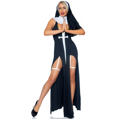 Костюм монашки-грешницы Leg Avenue Sultry Sinner S, сукня, головний убір, комір