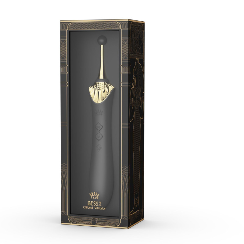 Вагінально-кліторальний вібратор Zalo - Bess 2 Obsidian Black, мультифункціональний з насадками
