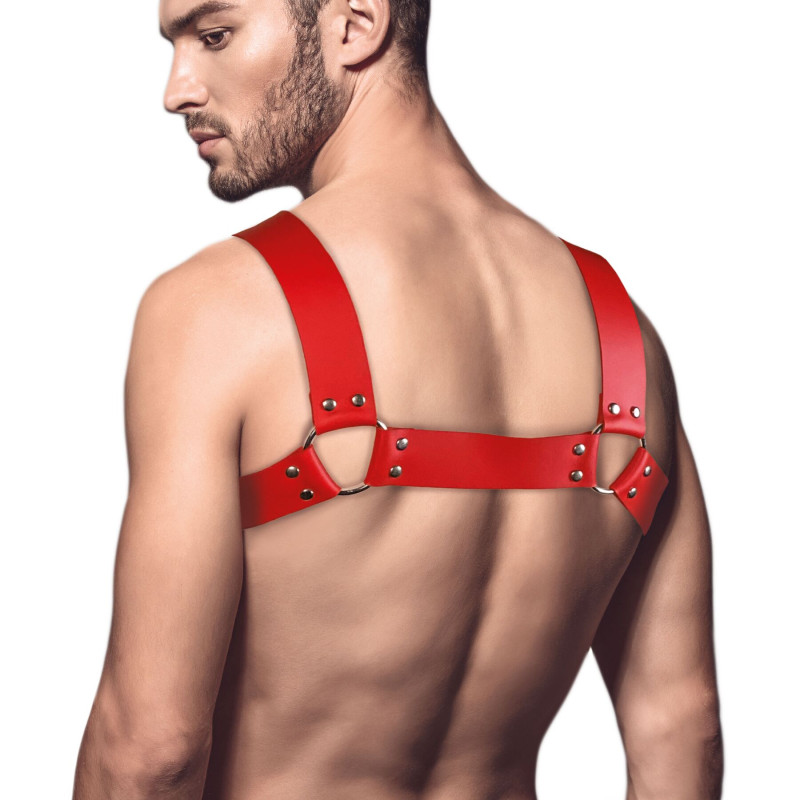 Чоловічі портупеї з натуральної шкіри Feral Feelings - Bulldog Harness Red