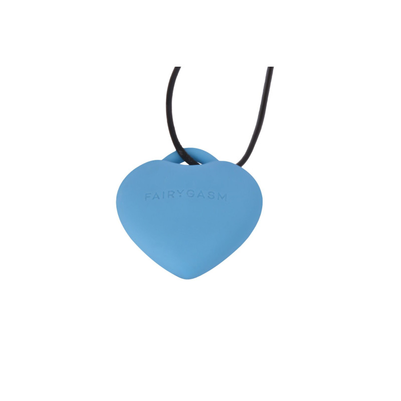 Міні-вібратор «Серце» FairyGasm PleasureStone blue, 9 режимів, на шнурку