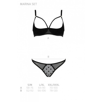 Комплект білизни MARINA SET WITH OPEN BRA black S/M - Passion