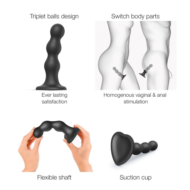 Насадка для страпону Strap-On-Me Dildo Plug Balls Black XXL