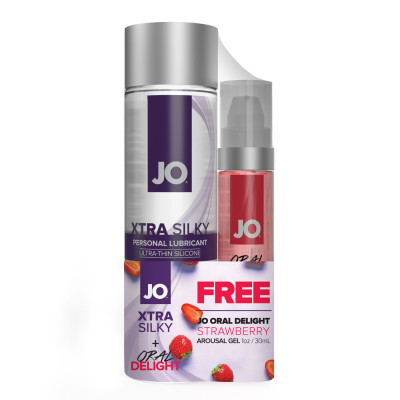 Набір лубрикантів JO GWP Xtra Silky Silicone 120 мл + Oral Delight - Полуниця 30 мл