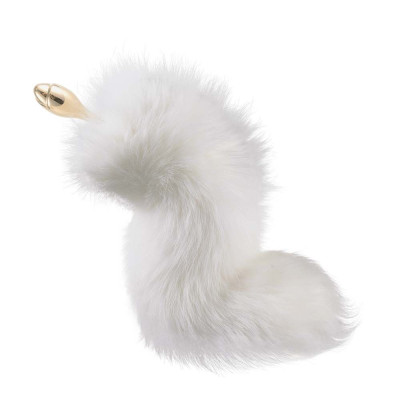 Металева анальна пробка LOCKINK SEVANDA White Fox-Tail Anal Rose-shape Plug, лисячий хвіст Металева анальна пробка LOCKINK SEVANDA White Fox-Tail Anal Rose-shape Plug, лисячий хвіст