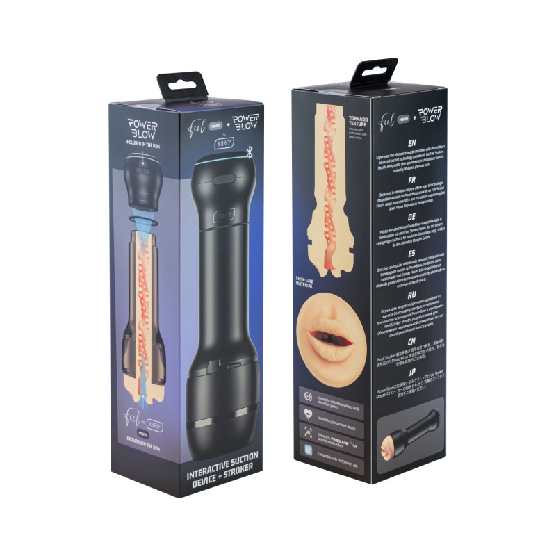 Мастурбатор-ротик Kiiroo Feel Mouth із всмоктувальною інтерактивною насадкою PowerBlow Combo Set