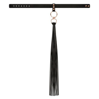 Нашийник з флоггером Rosy Gold - Collar with Flogger - Black