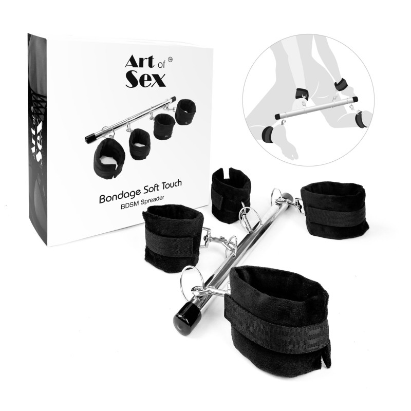 Колодка-розпірка для рук та ніг Art of Sex - Bondage Soft Touch BDSM Spreader, колір чорний