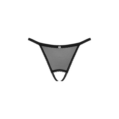 Прозорі стрінги з доступом Obsessive Celia Noir crotchless thong XL