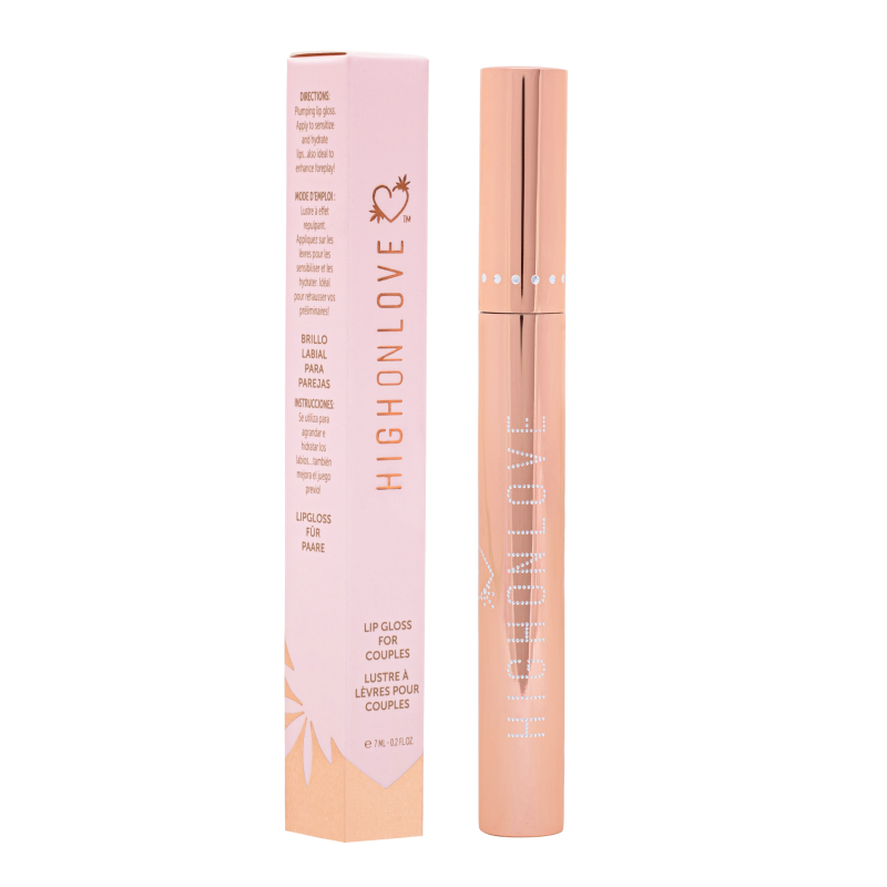 Стимулюючий блиск для губ HighOnLove Plumping Lip Gloss 7 мл, для об'єму та орального сексу з олією насіння канабісу