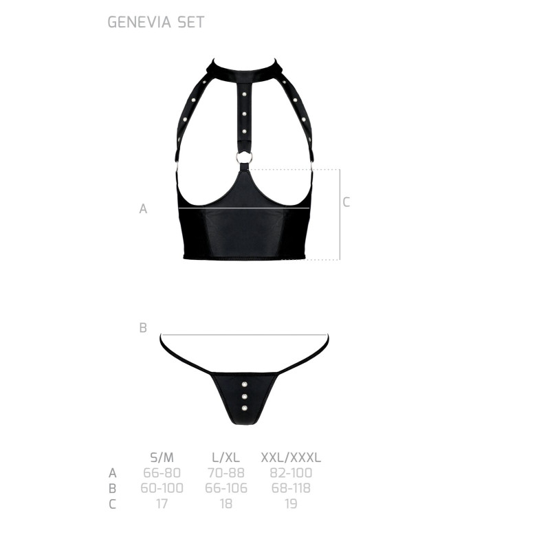 Комплект білизни GENEVIA SET WITH OPEN BRA Black L/XL - Passion