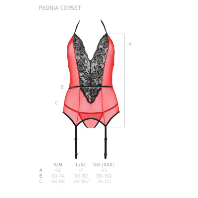 Корсет PEONIA CORSET Red L/XL Passion