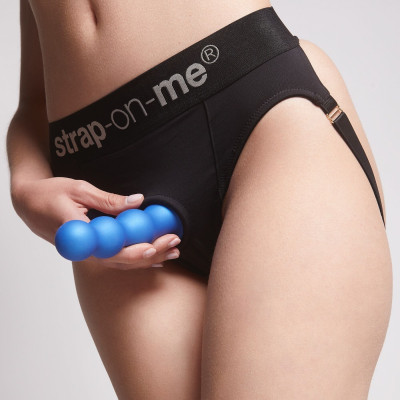 Насадка для страпону Strap-On-Me Dildo Plug Balls Blue Metallic S