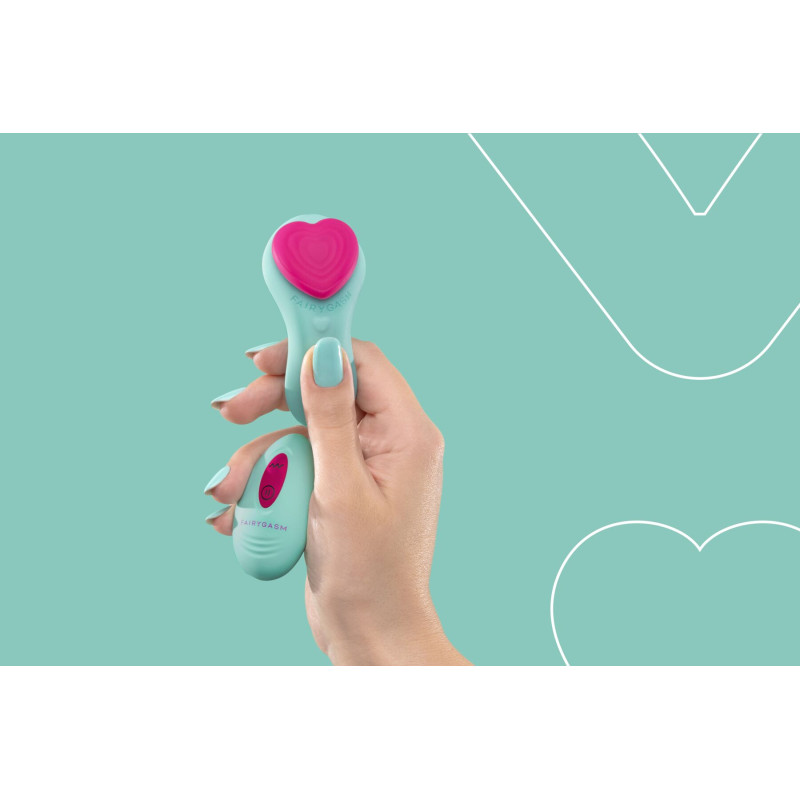 Вібратор у трусики FairyGasm HeartGem green, на магніті, пульт ДУ