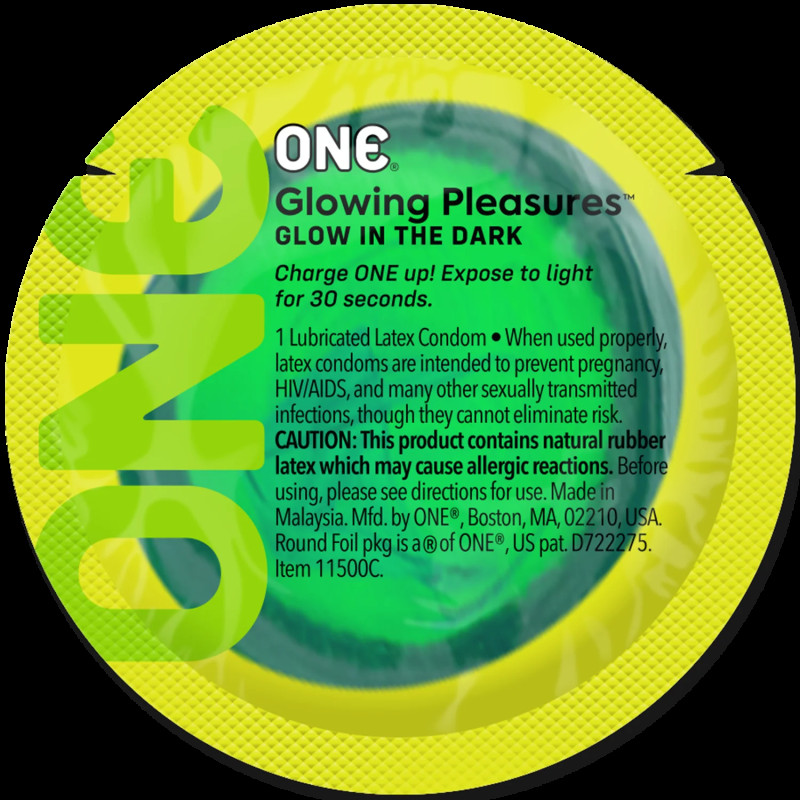 Презерватив ONE Glowing Pleasures 1 шт, світиться у темряві