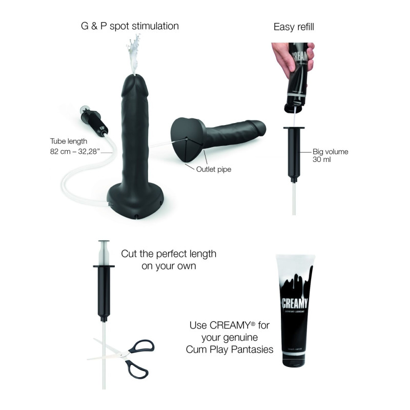 Закінчуючий фалоімітатор Strap-On-Me SQUIRTING CUM DILDO REALISTIC Black L