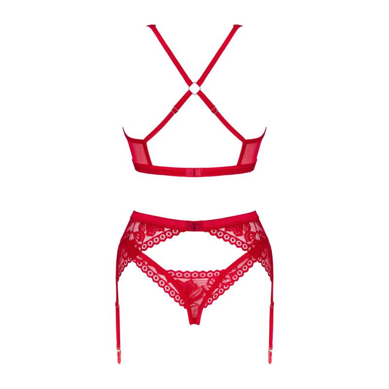 Комплект білизни Obsessive Lacelove cupless 3-pcs set XL/2XL
