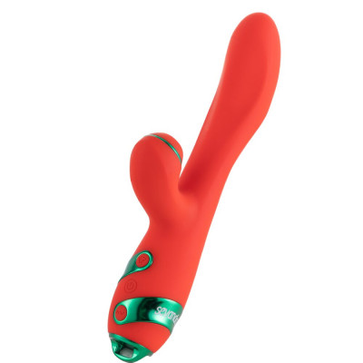 Вібратор-кролик із флогером LOCKINK SEVANDA Whip Vibrating Massage Wand - Red & Green