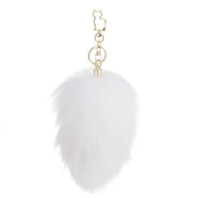 Металева анальна пробка LOCKINK SEVANDA White Bunny-Tail Anal Pear-shape Plug, кролячий хвіст