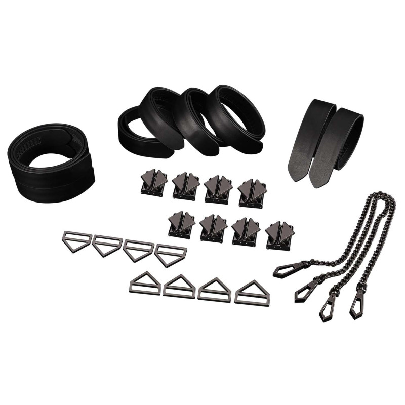 Набір з 8 ременів для зв'язування LOCKINK 8-Bondage-Straps Restraint Set - Black