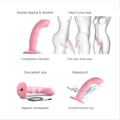 Насадка для страпону Strap-On-Me TAPPING DILDO WAVE - CORAL PINK