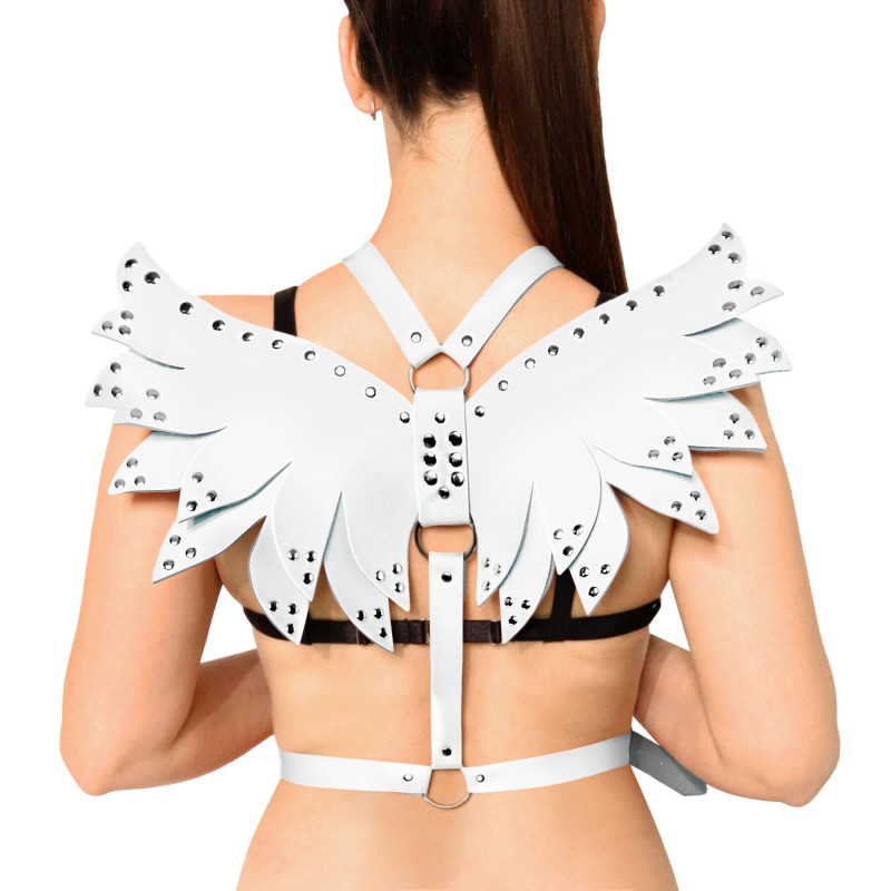 Жіноча портупея Art of Sex - Wings біла L-2XL, екошкіра