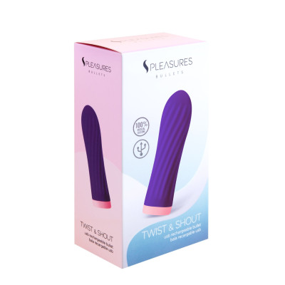 Віброкуль S Pleasures Bullets Twist & Shout Purple, фіолетова, ребриста поверхня, 10 режимів