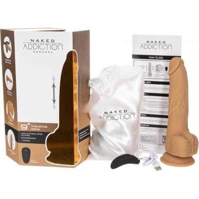 Фалоімітатор з пульсацією Naked ADDICTION Dominic 9″ Caramel, пульт дистанційного керування, діаметр 4,2 см