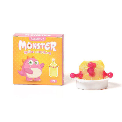Презерватив Recare Pink Monster Spike Condom з кульками та вусиками