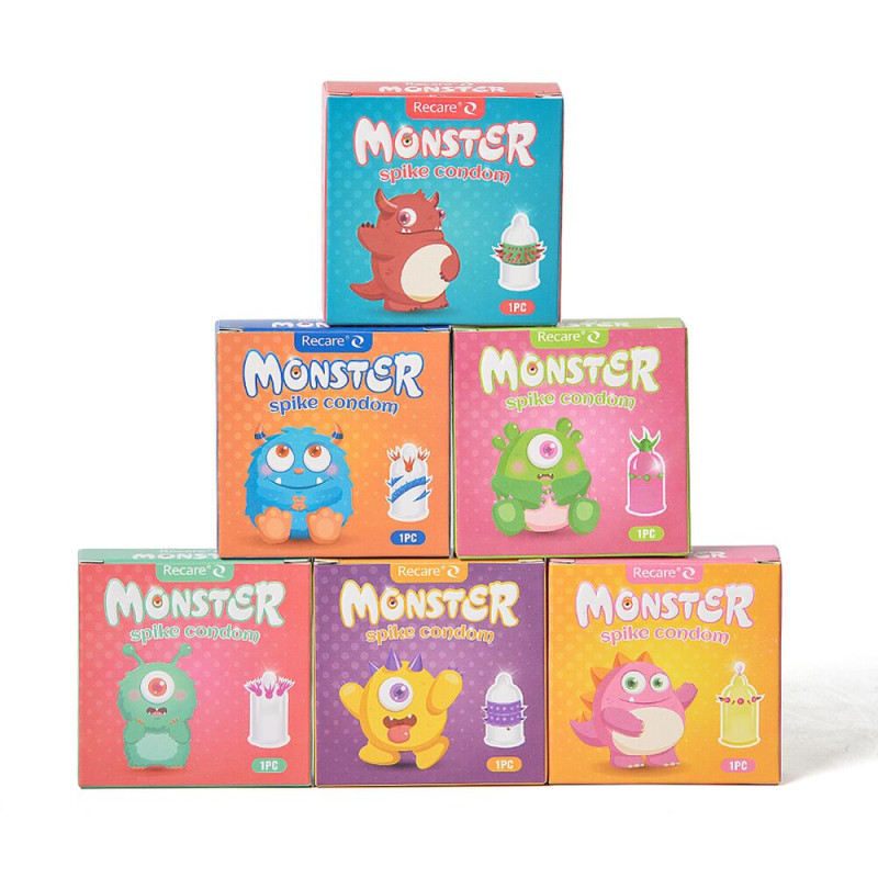 Презерватив Recare Yellow Monster Spike Condom з рядами пухирців та шипів