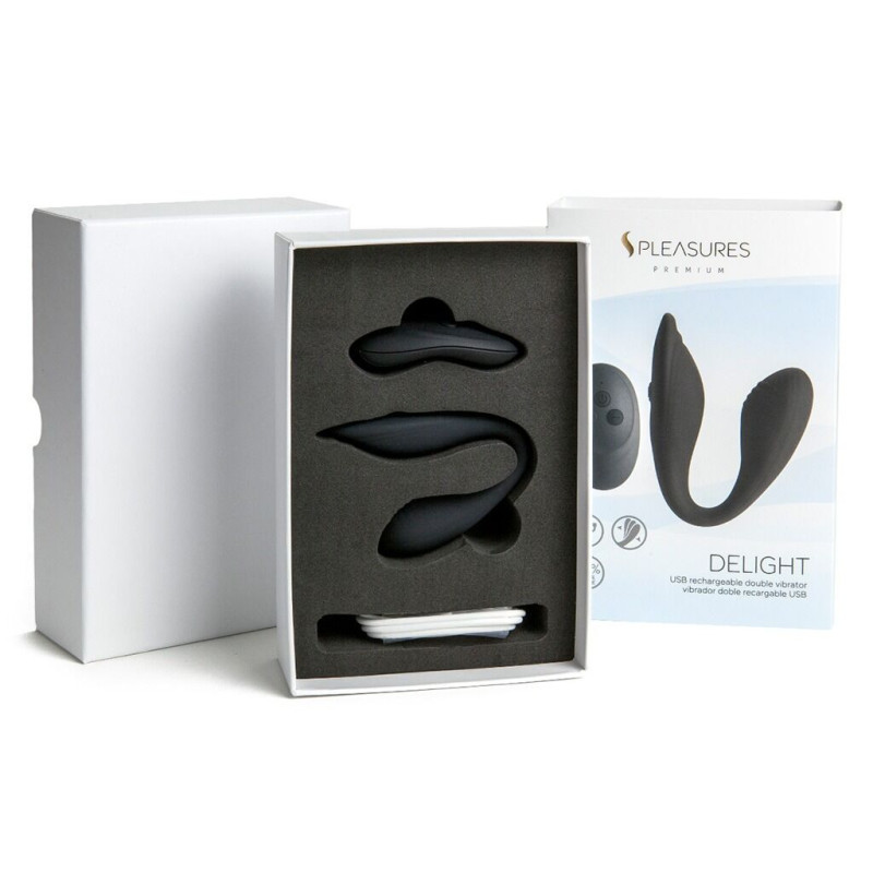Подвійний вібратор S Pleasures Premium Delight, чорний, для клітора та точки G, 10 режимів