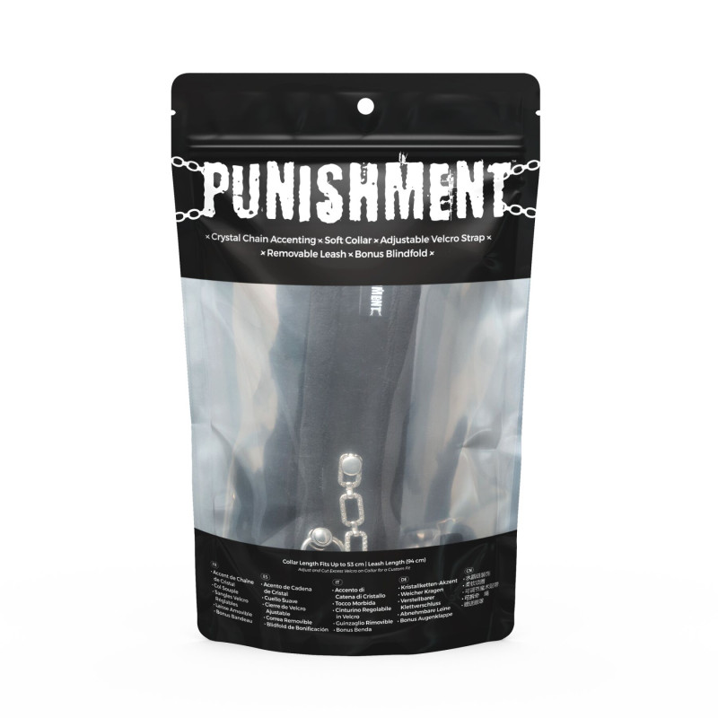 Нашийник з повідцем Punishment - Crystal Collar & Leash - Black