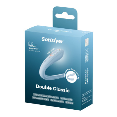 Вібратор для пар Satisfyer Double Classic Light Blue з одним двигуном