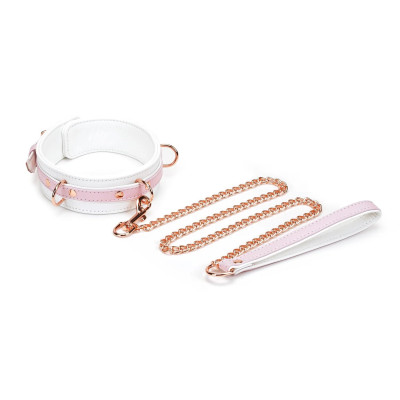 Нашийник з повідцем Liebe Seele White & Pink Fairy Goat Leather Collar Нашийник з повідцем Liebe Seele White & Pink Fairy Goat Leather Collar