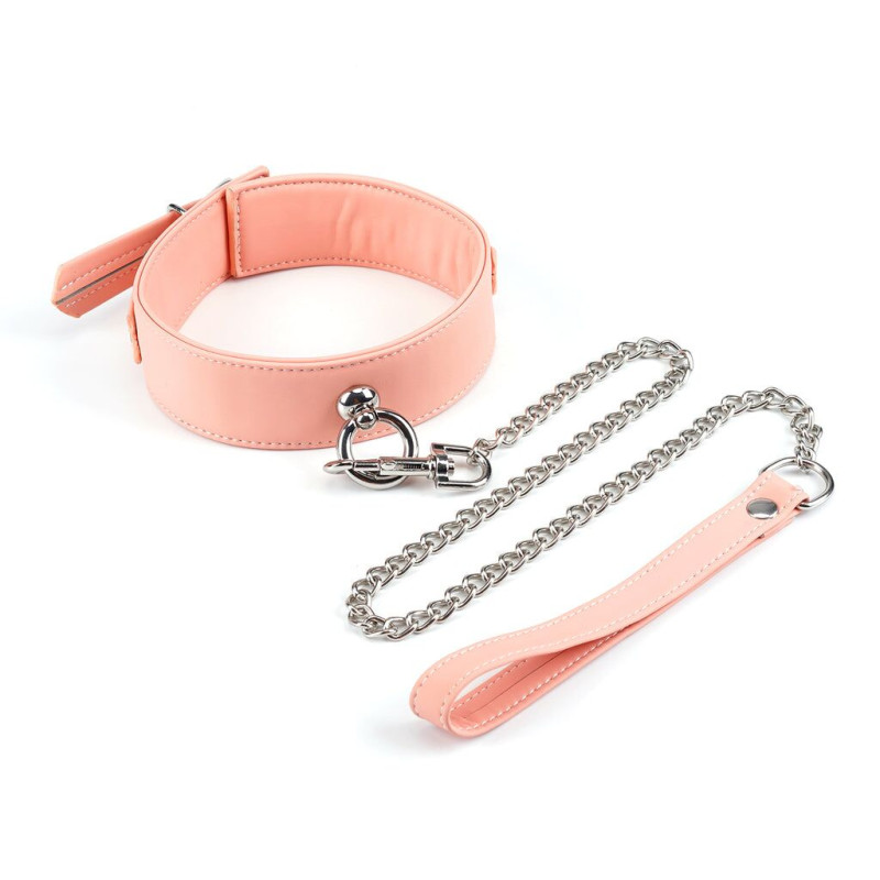 Нашийник з повідцем Liebe Seele Dark Candy Pink Collar with Leash