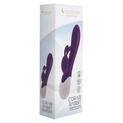 Вібратор-кролик S Pleasures Premium Corabi Rabbit, фіолетовий, вушка для клітора, 16 режимів, нагрівання