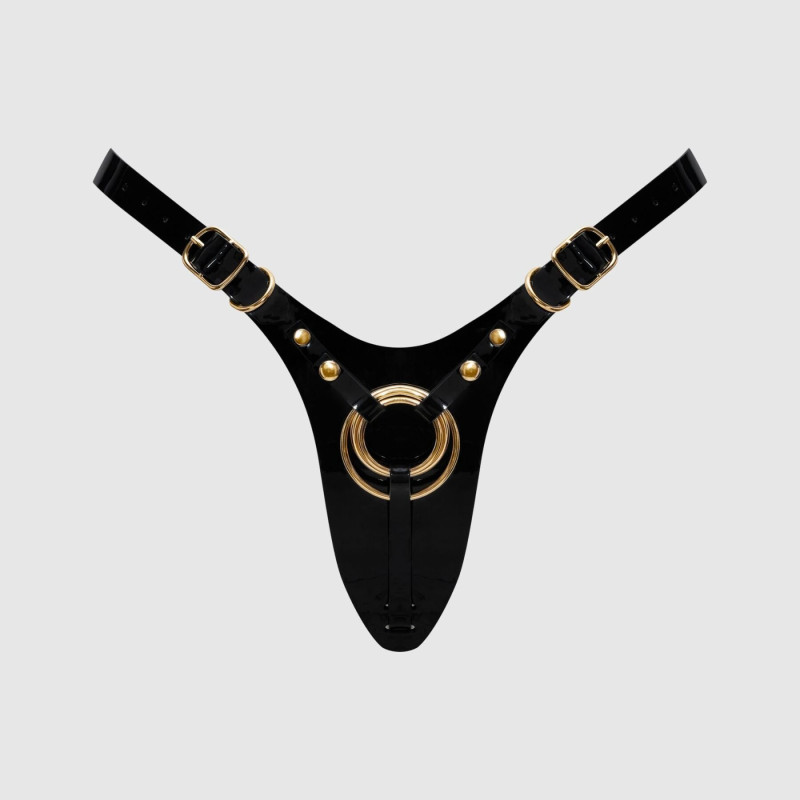 Трусики для страпону Strap-On-Me Leatherette Harness Fabulous - One Size - Black Glossy