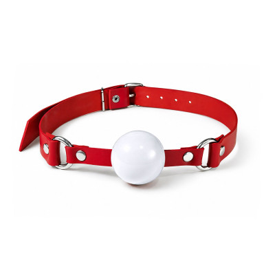 Кляп силіконовий Feral Feelings Silicon Ball Gag Red/White, червоний ремінь, біла кулька