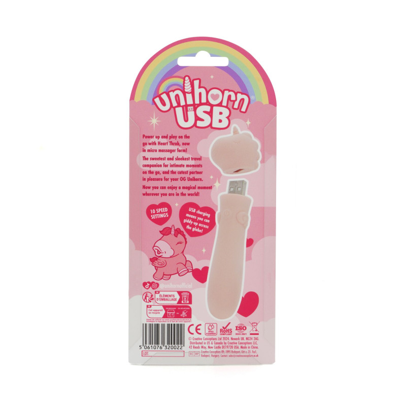 Вібратор-єдиноріжка Unihorn USB Bullet - Heart Throb, віброкуля, USB зарядка