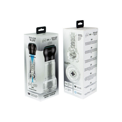 Мастурбатор Kiiroo Feel Pocket Crystal із всмоктувальною інтерактивною насадкою PowerBlow Combo Set