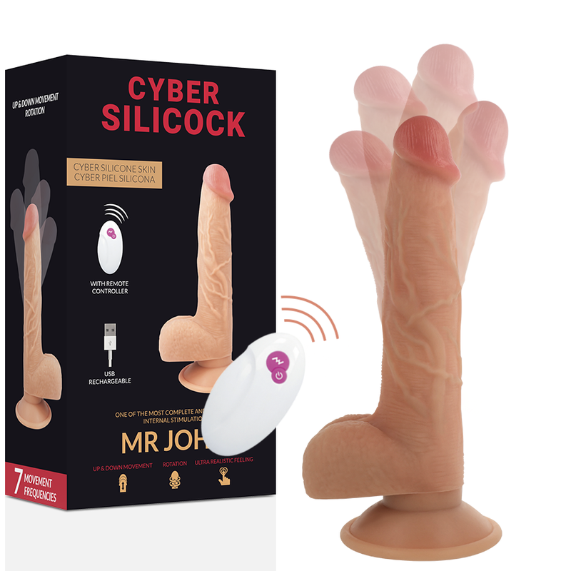 Фалоімітатор з рухливою голівкою та фрикціями Mr John CYBER SILICOCK (Іспанія)