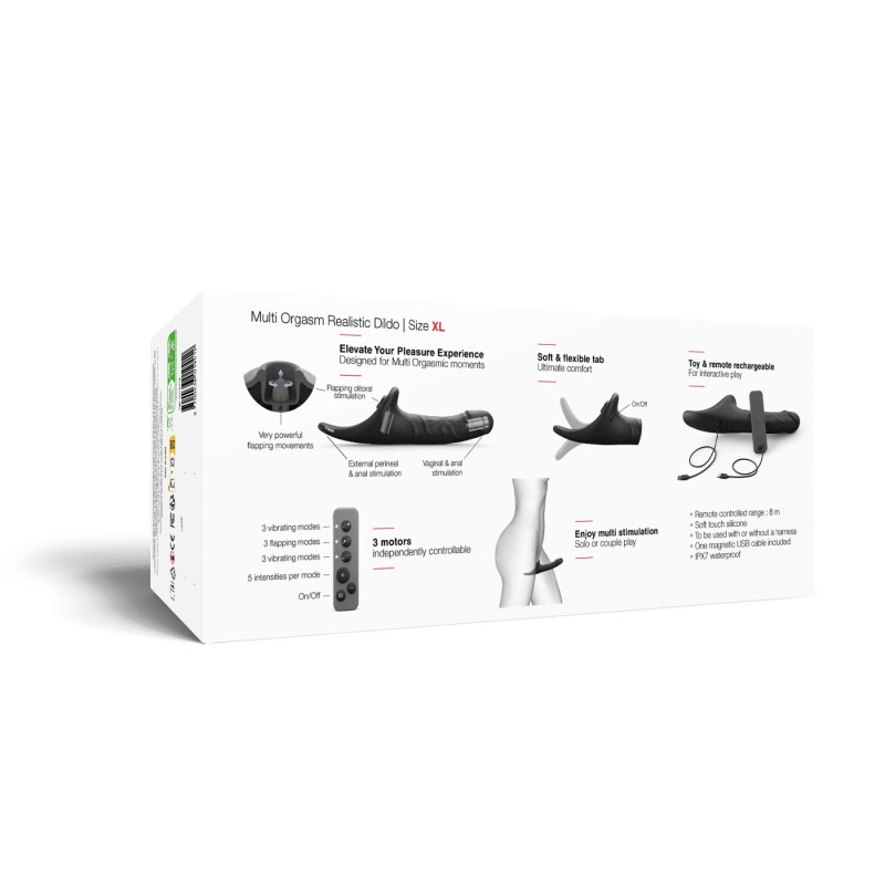 Вібронасадка для страпону з вакуумною стимуляцією Strap-On-Me Multi Orgasm Realistic Dildo XL Black