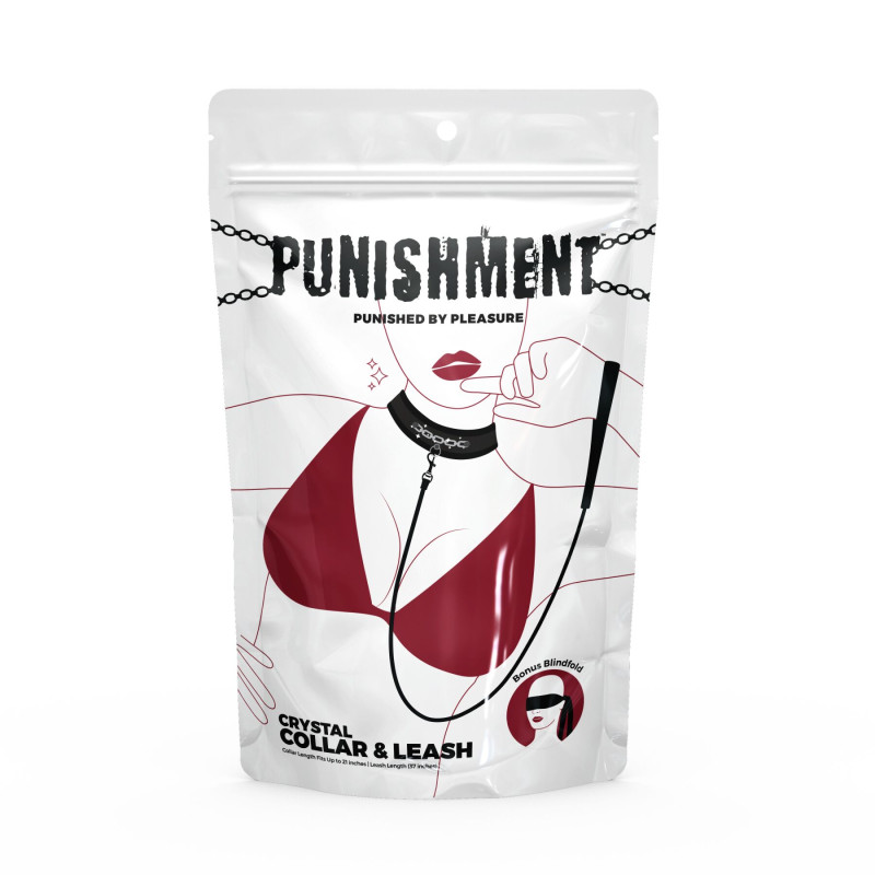 Нашийник з повідцем Punishment - Crystal Collar & Leash - Black