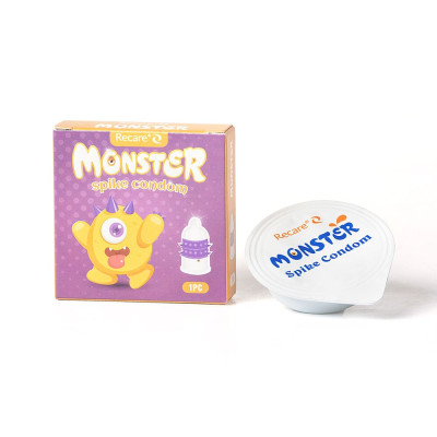 Презерватив Recare Yellow Monster Spike Condom з рядами пухирців та шипів