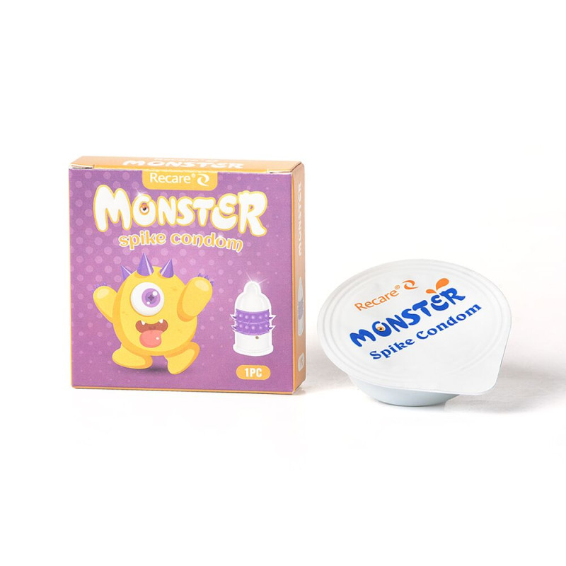 Презерватив Recare Yellow Monster Spike Condom з рядами пухирців та шипів