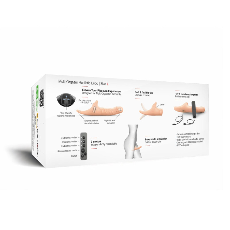 Вібронасадка для страпону з вакуумною стимуляцією Strap-On-Me Multi Orgasm Realistic Dildo L Vanilla