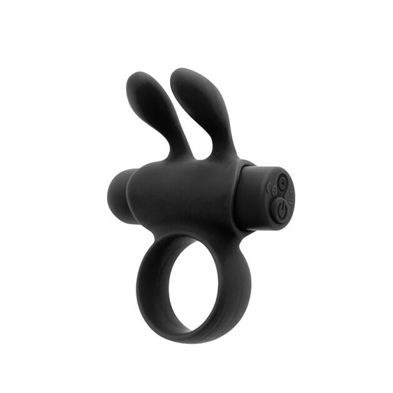 Ерекційне віброкільце S Pleasures Premium Rabbit Ring, чорне, зі знімною віброкулею та вушками